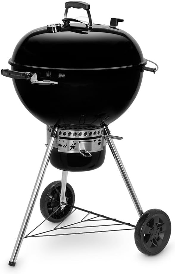 57cm Charcoal Kettle BBQ Grill with Folding Gourmet Grate & Porcelain-Enamel Lid