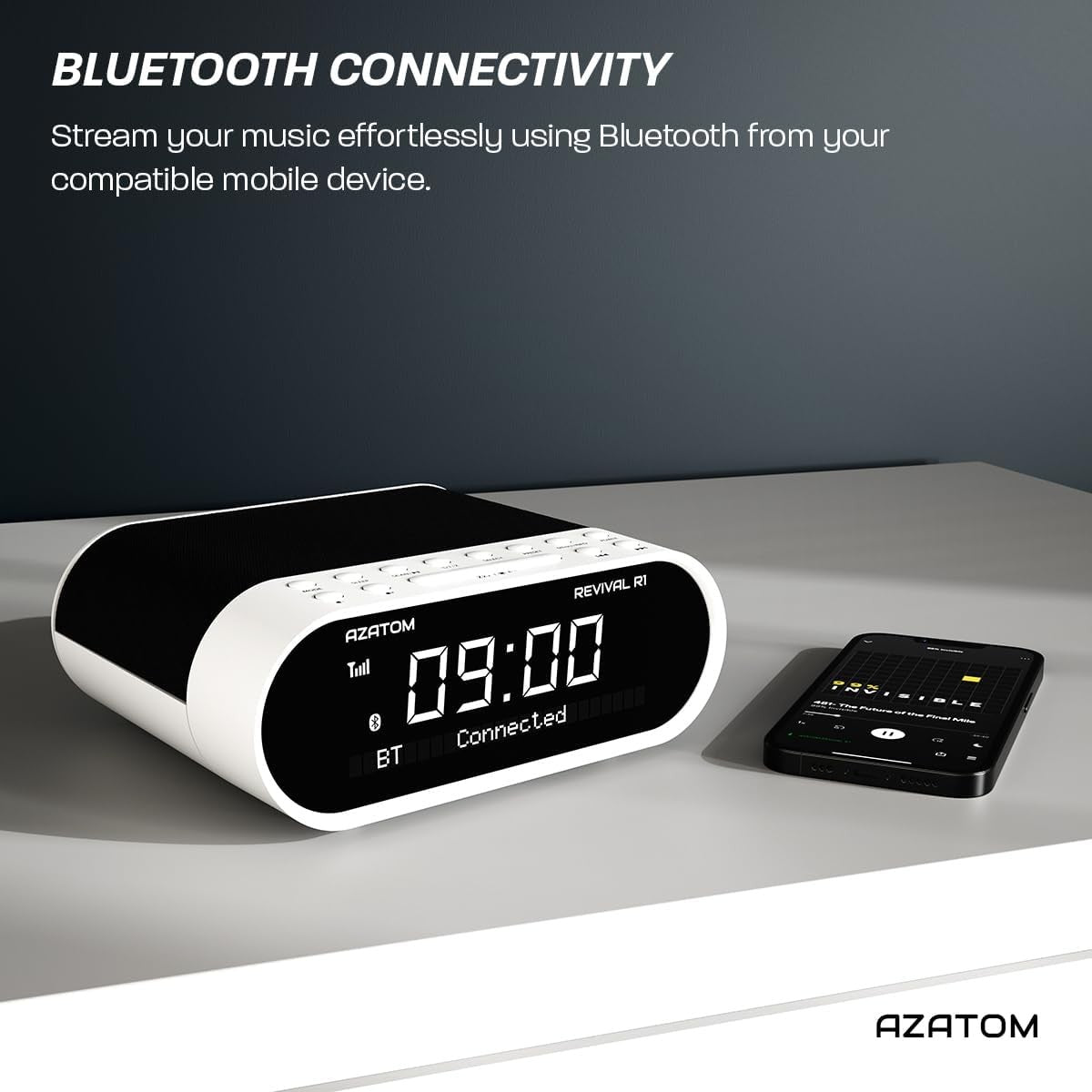 DAB+ FM Bedside Digital Radio Alarm Clock Bluetooth USB Charging