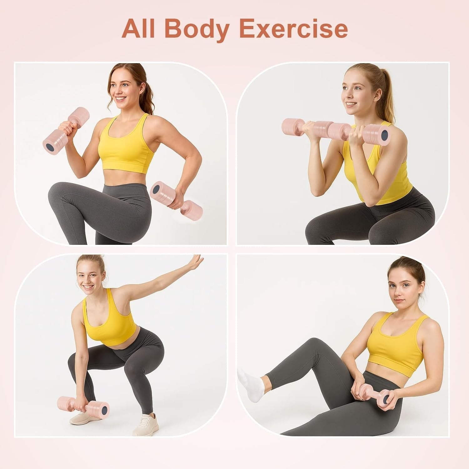 Adjustable Dumbbell Set Women 4-in-1 Hand Weights 1–2.5kg Home Gym