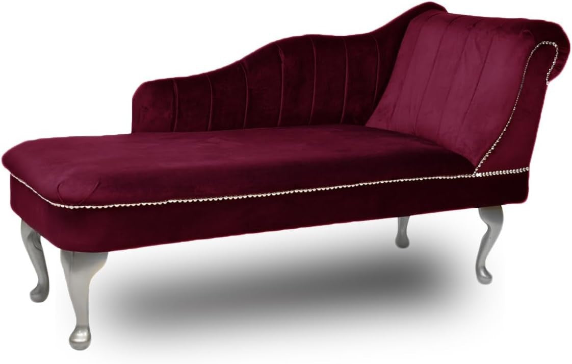 Velvet Chaise Lounge Right Hand Tufted Accent Sofa Chair Wine 133cm
