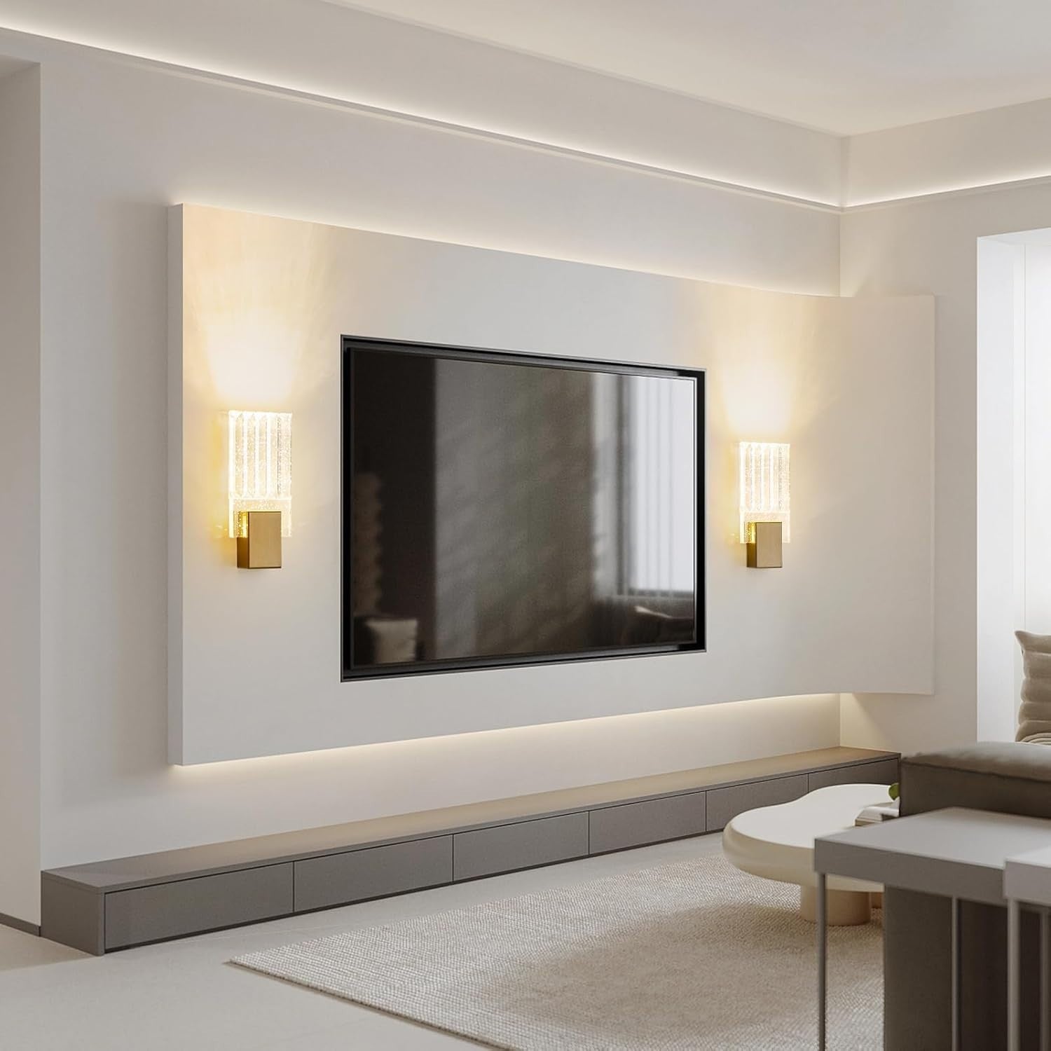 Modern Crystal Wall Lights Gold LED | Luxury Sconces for Bedroom Living Room