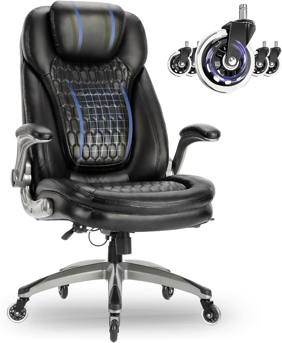 Ergonomic Office Chair Faux Leather Desk Chair High Back Padded Reclining Tilt