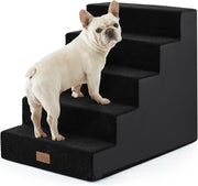 Wide Dog Stairs Non-Slip Pet Steps for Small Dogs Cats Puppy 75x50x60cm Black