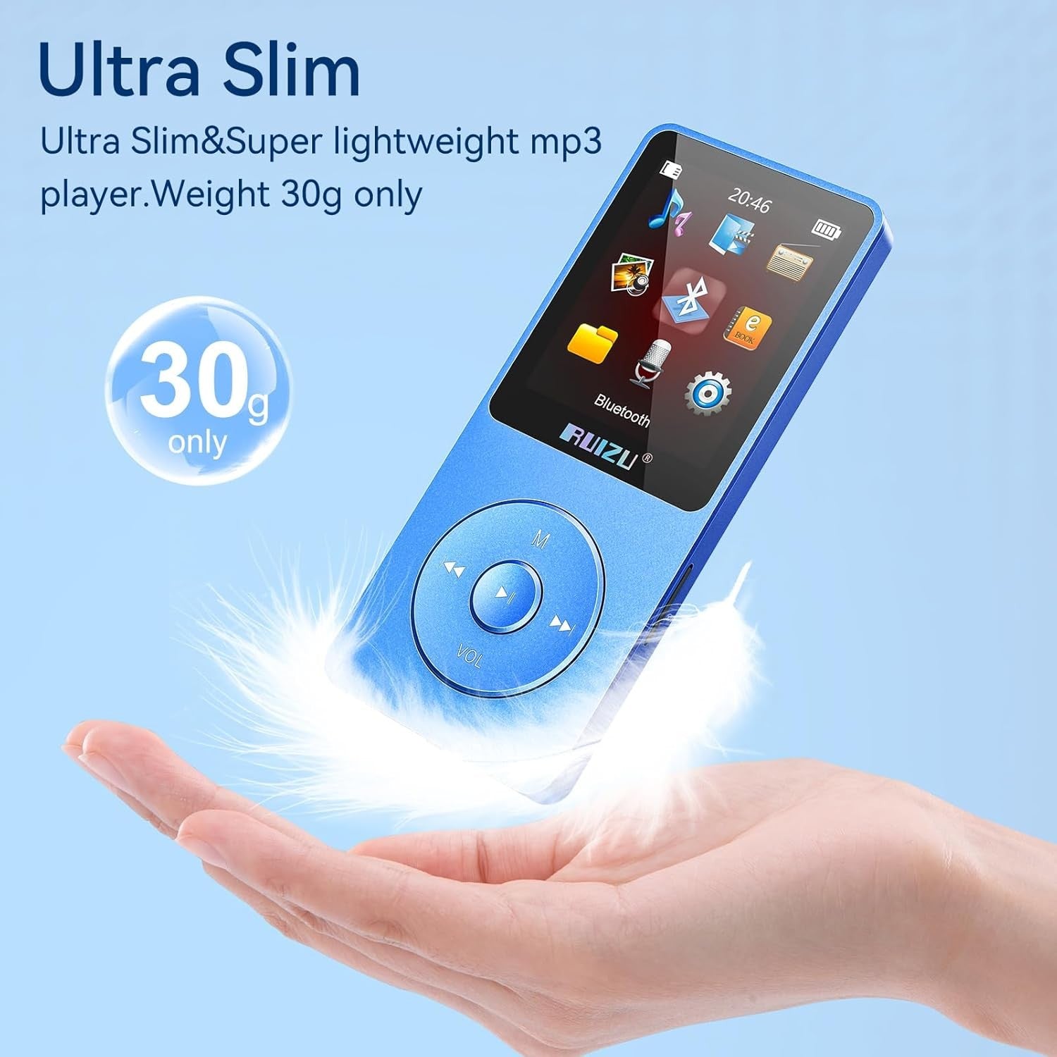 64GB MP3 Player Bluetooth 5.3 80H Battery 1.8" Screen TF 128GB