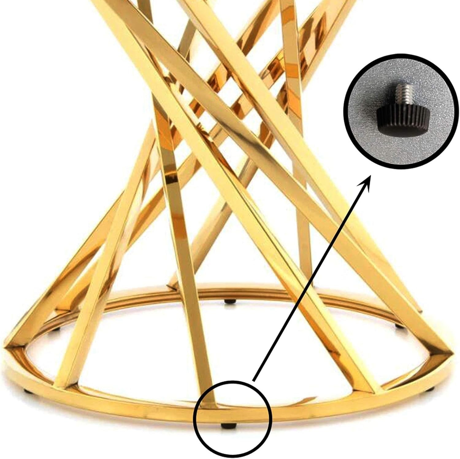 Round Gold Side Table Tempered Glass 50x50cm | Modern End Table for Living Room