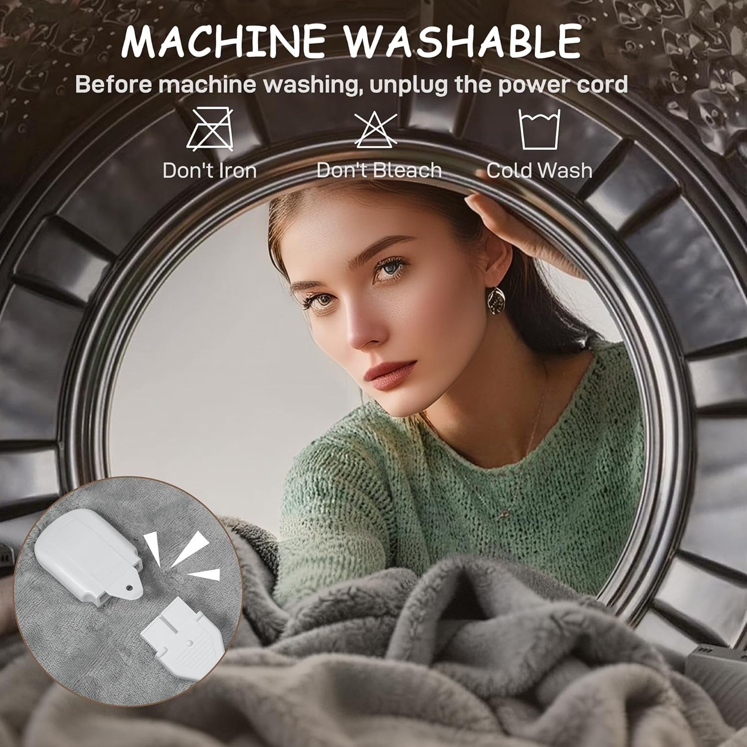 Electric Heated Throw Grey Blanket 140x160cm Dual Control Flannel Soft Fast Heat