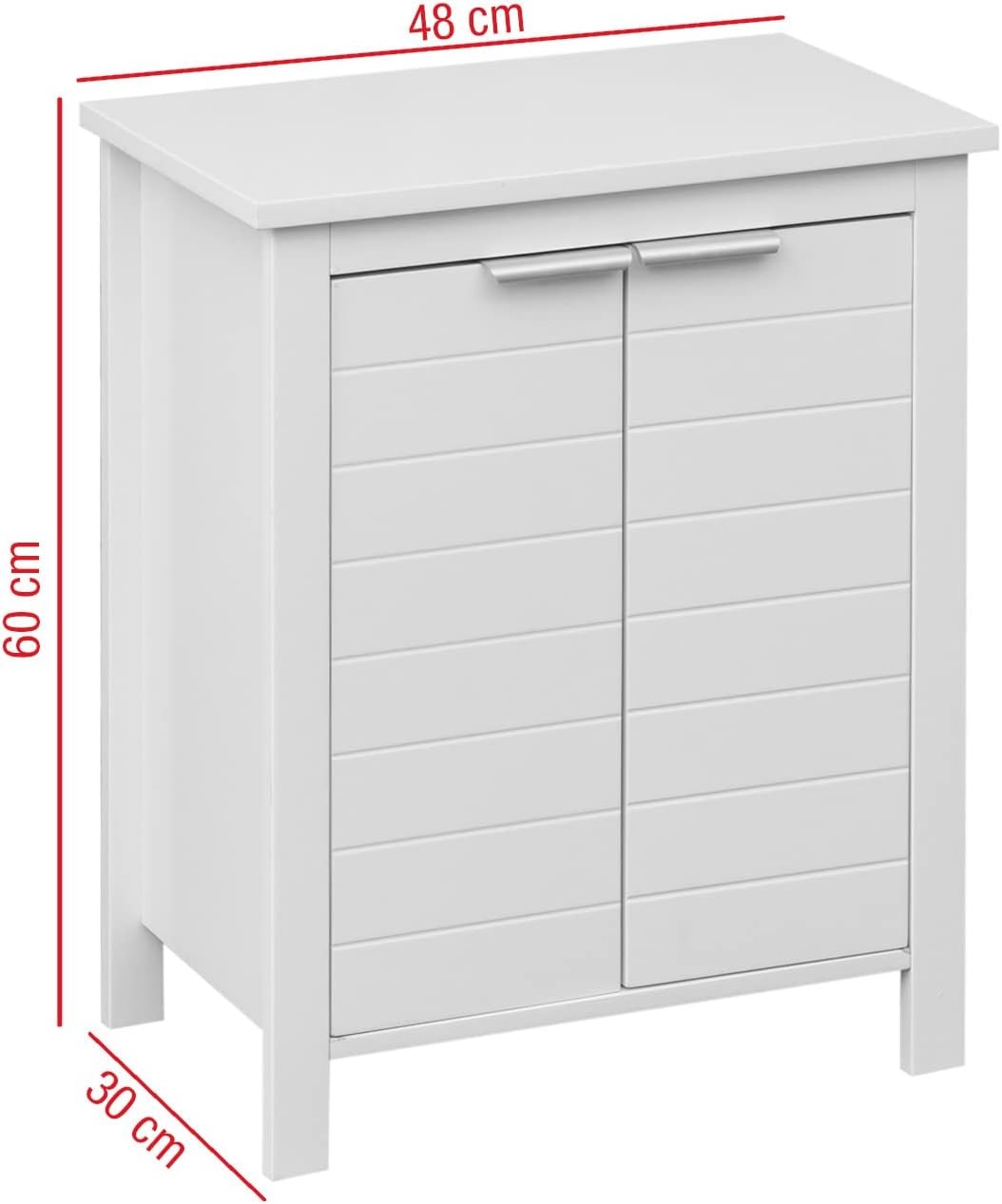Freestanding Bathroom Storage Cabinet White 2 Door Moisture Resistant Unit