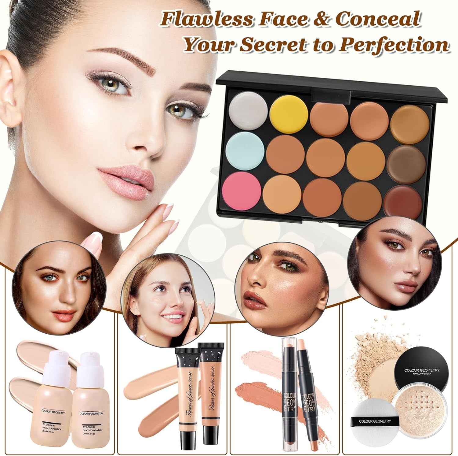 45PCS All-in-One Makeup Kit – Eyeshadow, Lipstick, Brushes & More