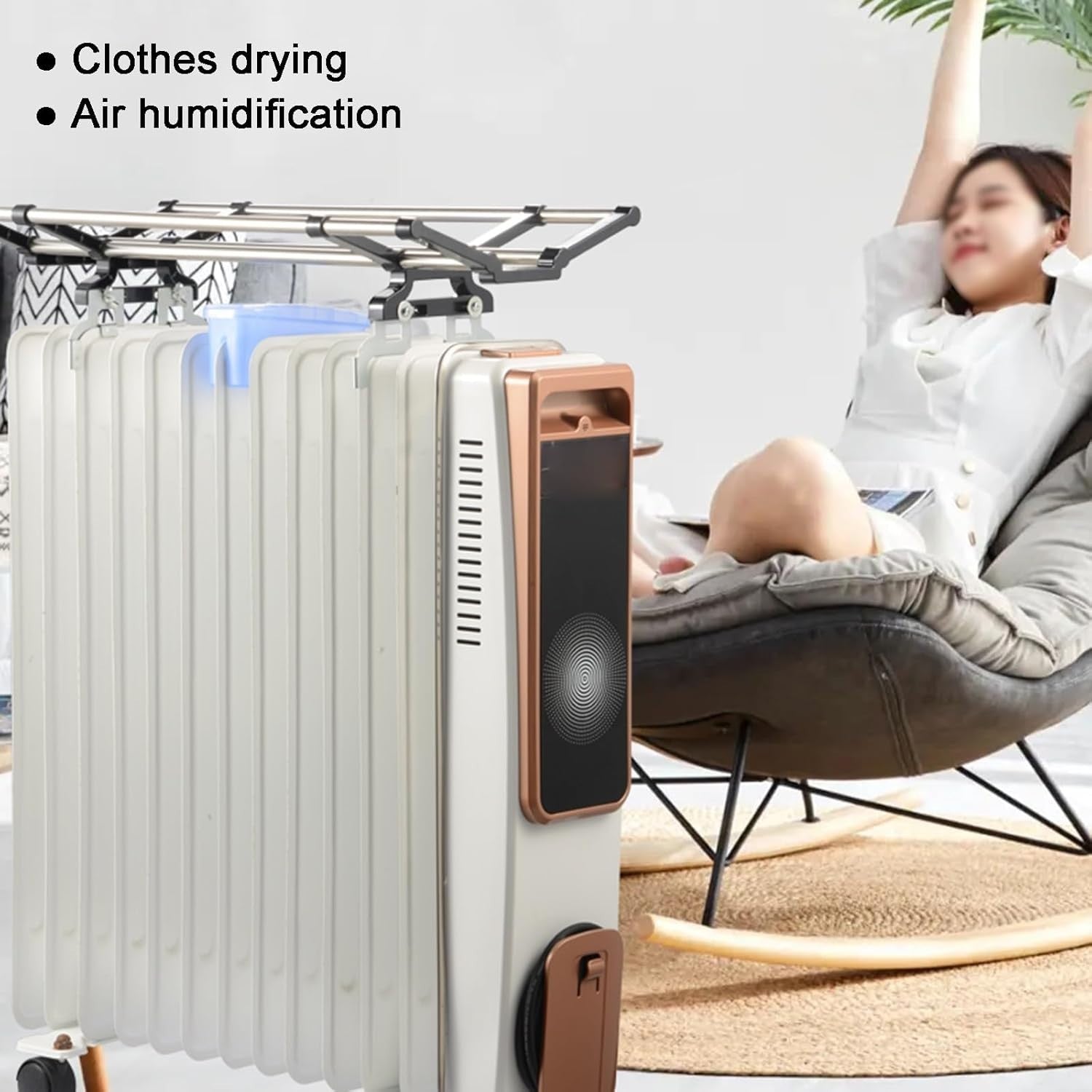 Adjustable Radiator Clothes Dryer Rack w/ Humidifier Box – Space-Saving Indoor D