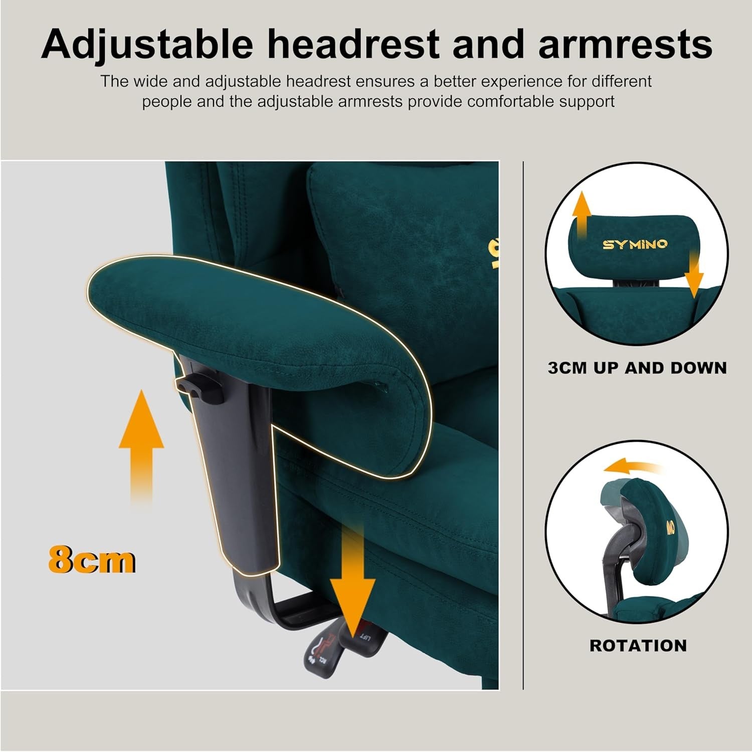 Gaming Chair with Footrest Ergonomic PU Leather Recliner Green