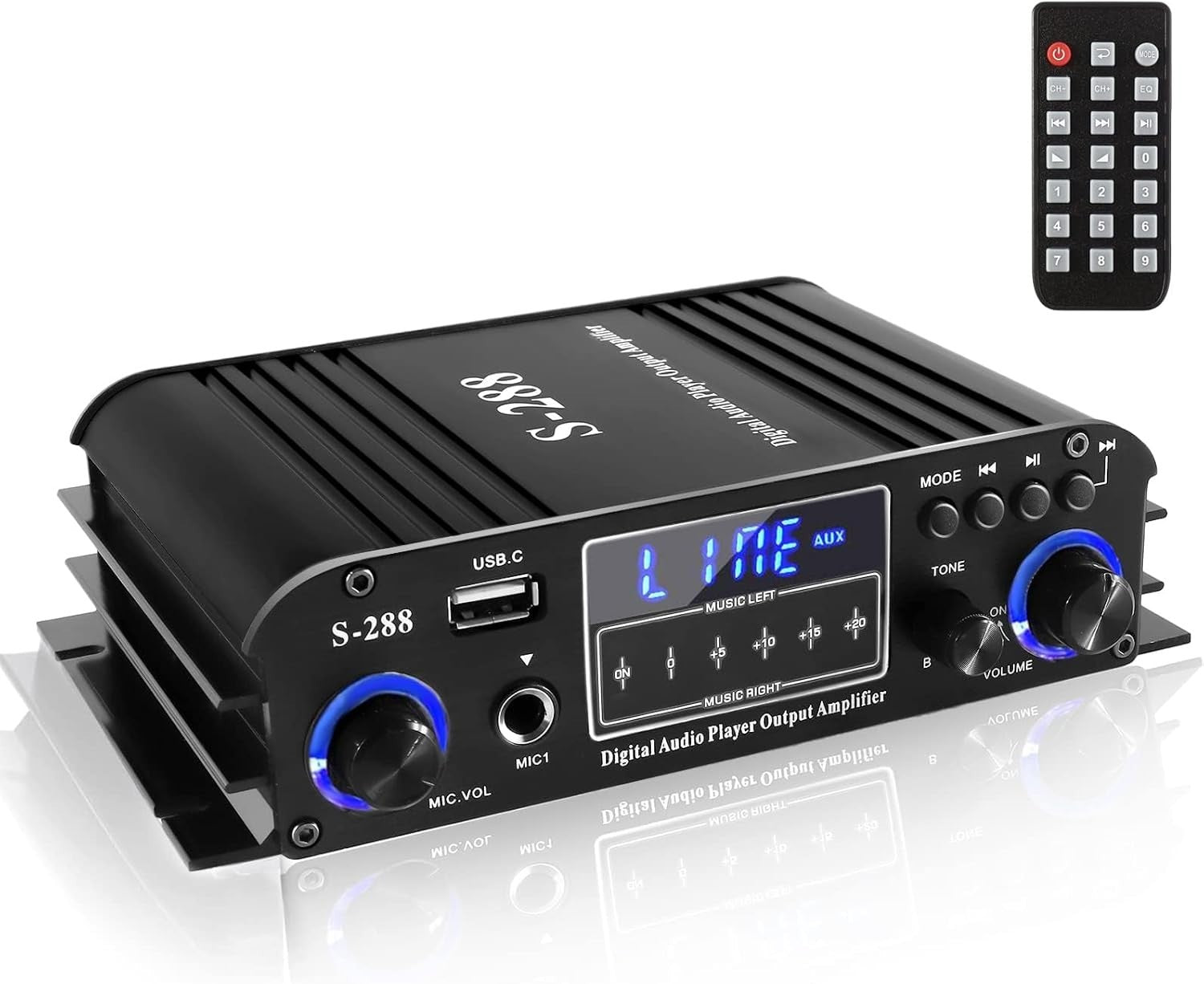 1200W 4 Channel Bluetooth 5.0 Stereo Amplifier HiFi USB FM
