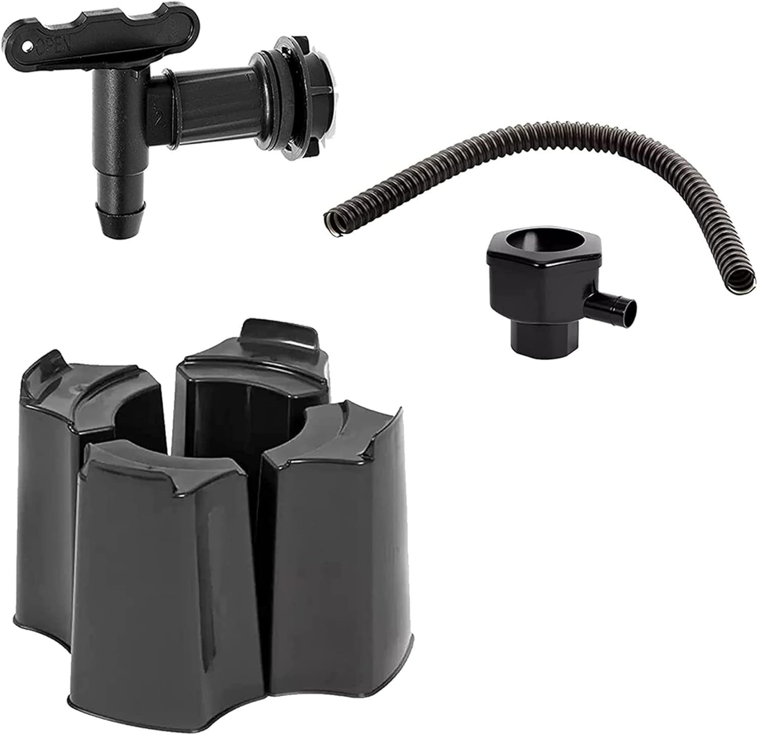 2x 100L Slim Line Rainwater Butts With Stands & Filler Kits Black