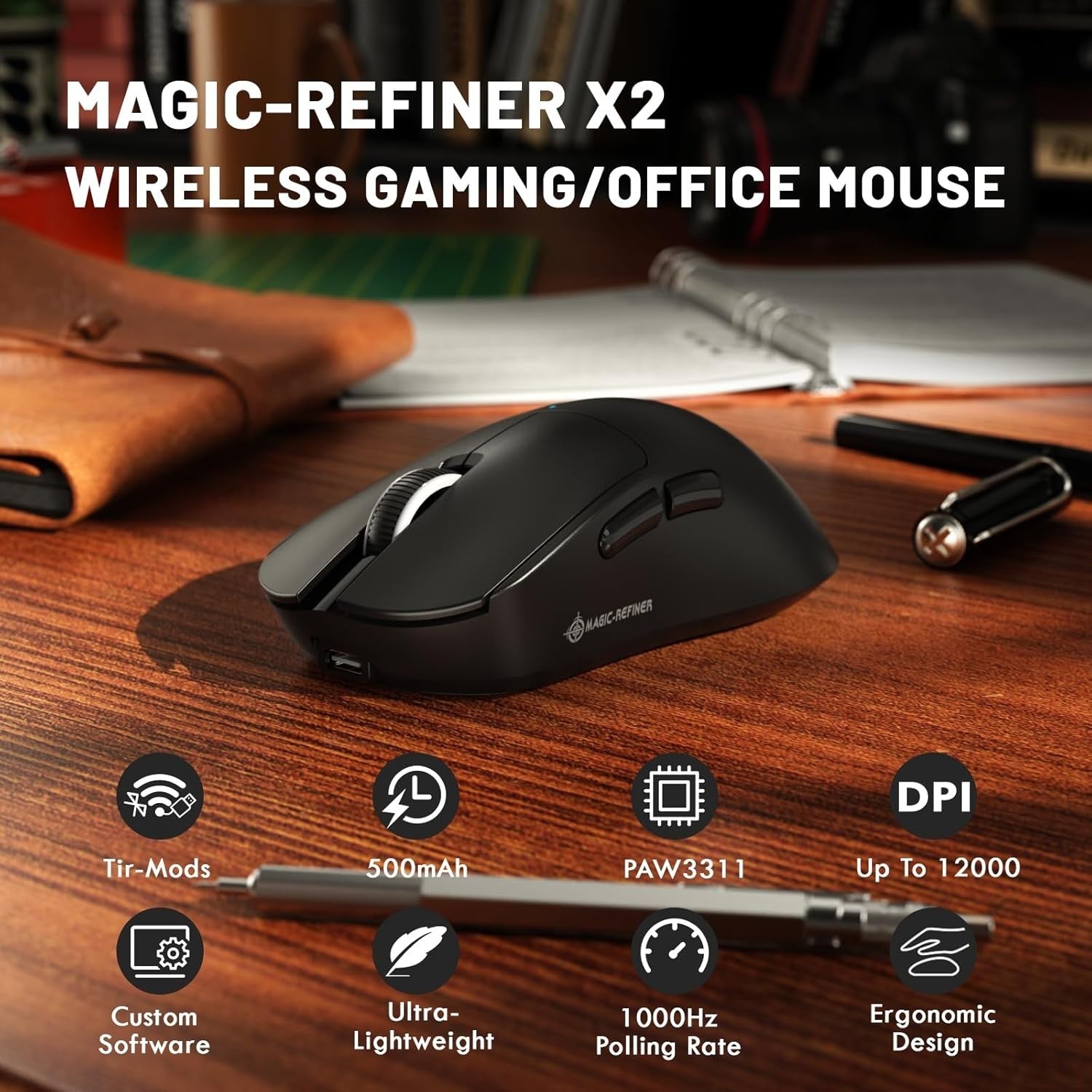 Wireless Gaming Mouse 24000 DPI Superlight RGB 2.4G Bluetooth USB