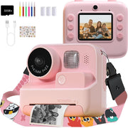Kids Instant Print Camera 48MP Zero Ink 32GB Selfie Video Pink
