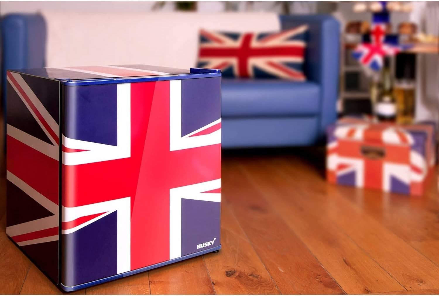 50L Multi-Colour Union Flag Mini Fridge Tabletop Cooler for Bedroom Office