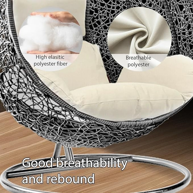 Outdoor Hanging Egg Chair with Cushion – Rattan Swing Seat, 150KG Support