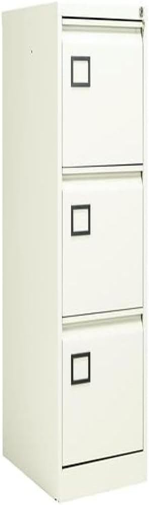 White 3 Drawer Steel Filing Cabinet Lockable A4 Foolscap Storage