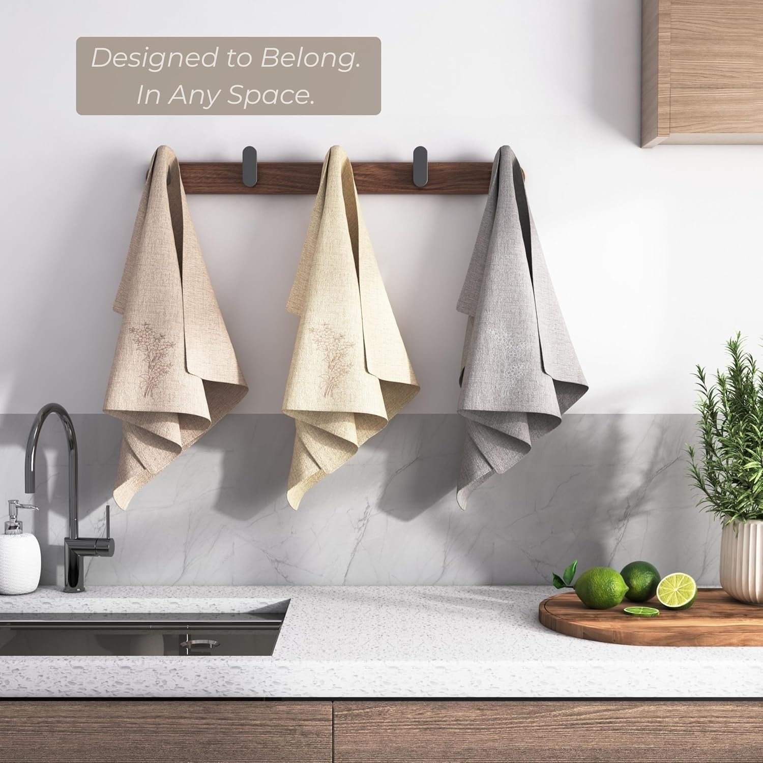 Black Walnut Wall Mounted Coat Rack | 45cm Solid Wood Hooks for Coats & Bags