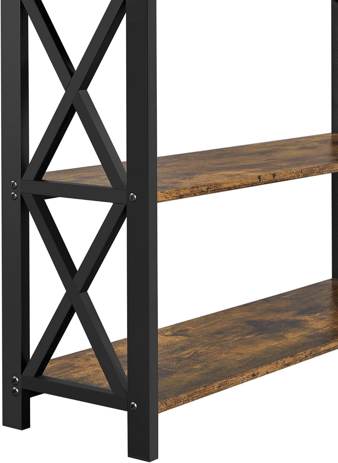 Rustic Industrial Console Table with Drawer & 2 Shelves - Sturdy Metal Frame
