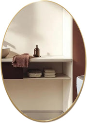 Stylish Oval Gold Bathroom Mirror 70x50 cm, Modern Framed Wall Mount