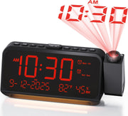 Projection Alarm Clock Ceiling Large Display Dual Alarm Temp Humidity Loud