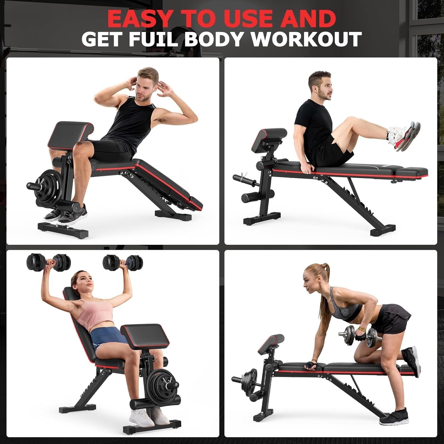 Foldable Multi-Function Weight Bench 800lb Home Gym Strength Trainer
