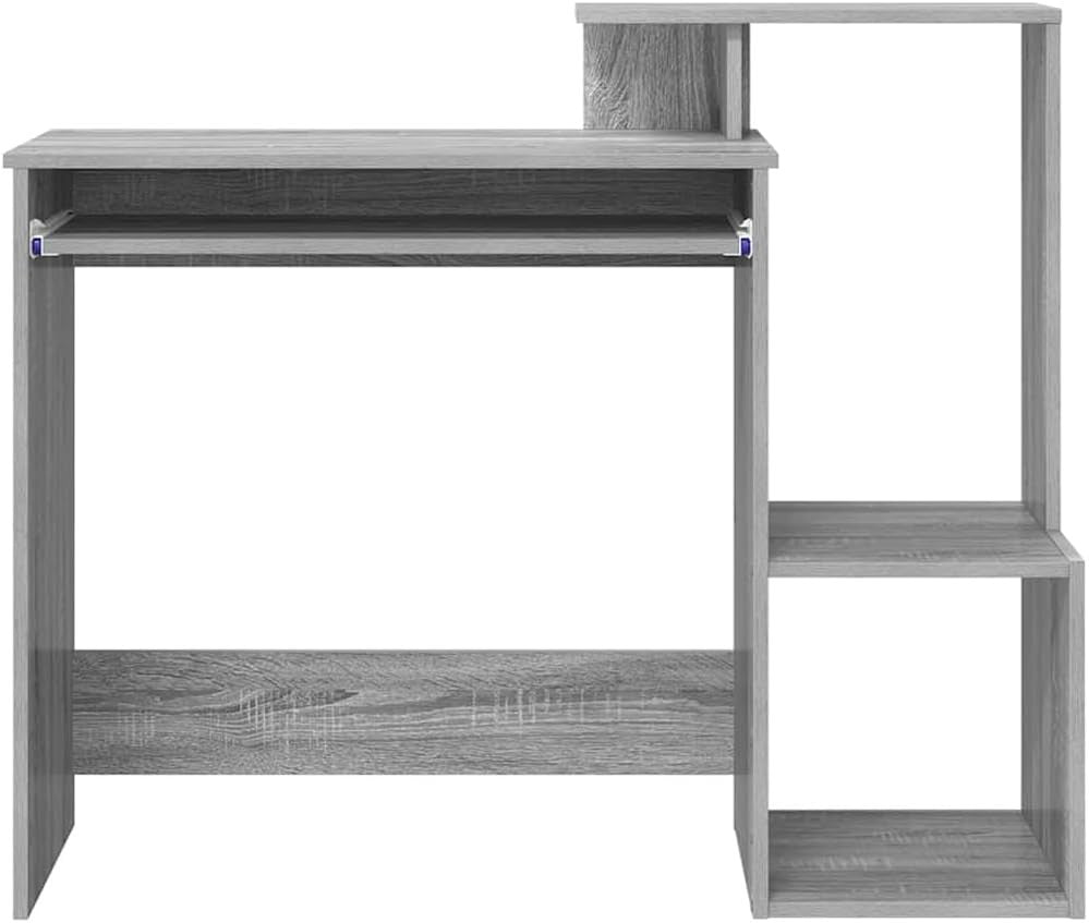 Grey Sonoma Desk 106x40cm Modern Office Table with Storage Shelves