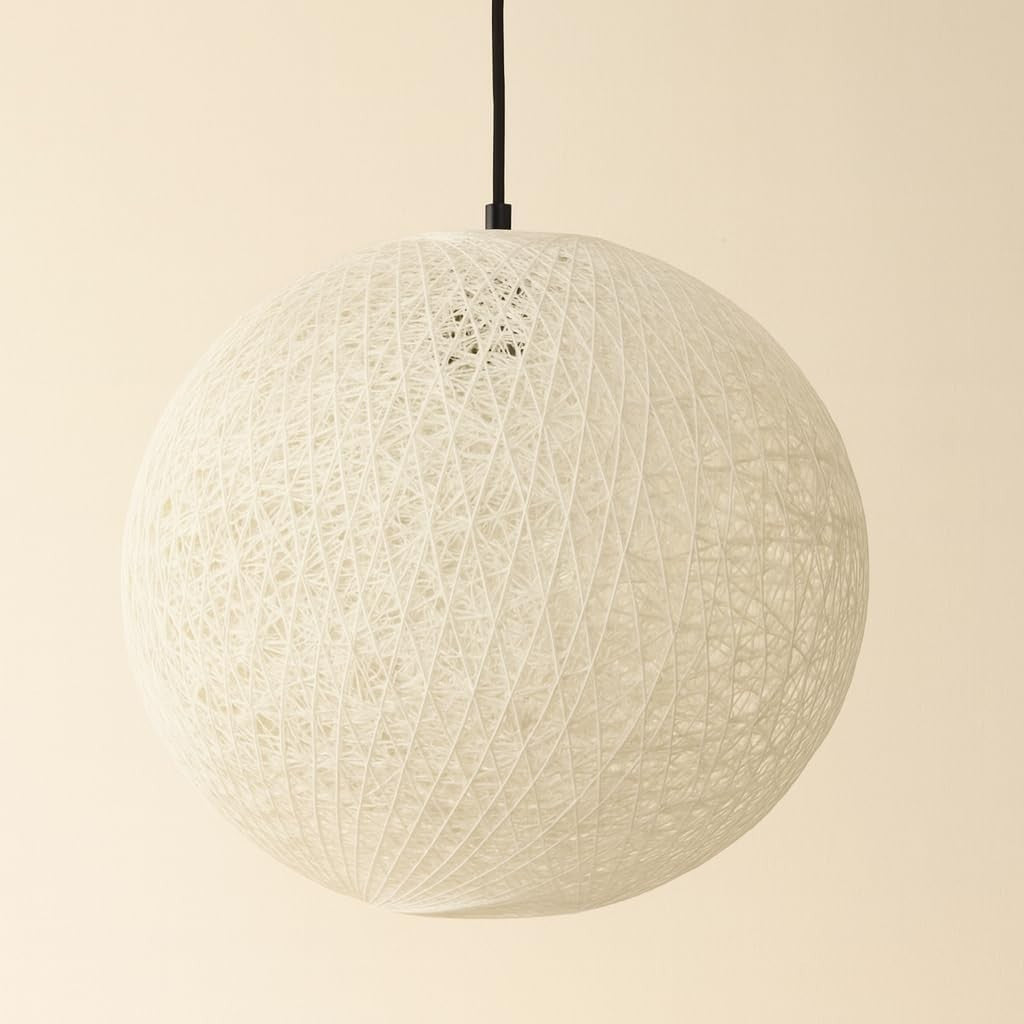 Hand Woven Rattan Ceiling Lampshade 40cm Cream Easy Fit Light Shade