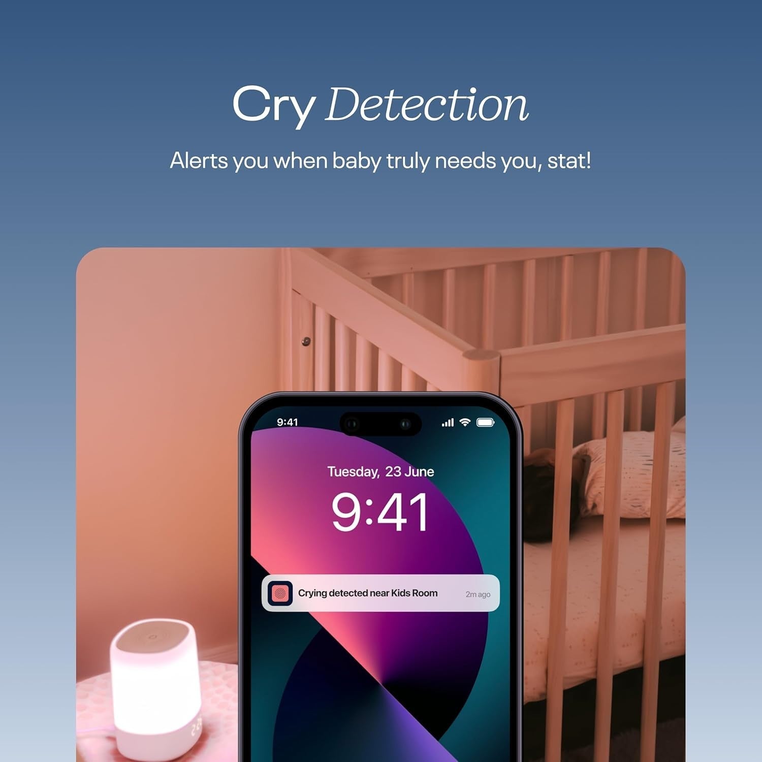 Smart Baby Night Light & Sound Machine with Cry Alert & Temp Sensor