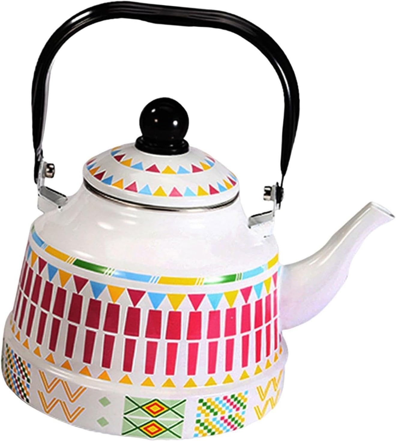 2.5L Retro Enamel Tea Kettle Stovetop Water Pot Induction Safe