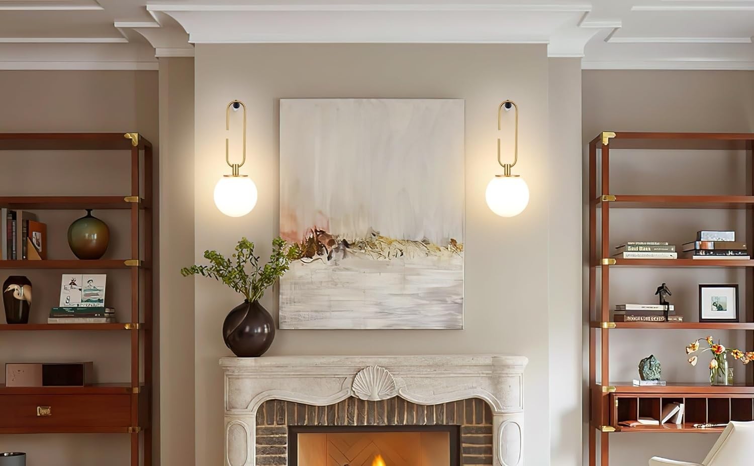 Wireless Battery Operated Wall Sconce Set with Remote Dimmable Lights