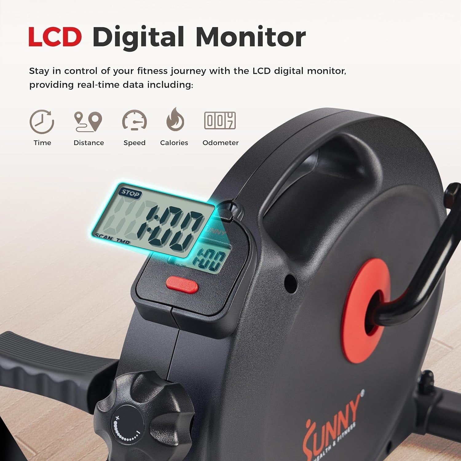 Under Desk Exercise Bike Pedal Trainer for Arms & Legs LCD Quiet