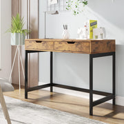 Rustic Brown Black Computer Desk Home Office Workstation Kids Dressing Table 2 D