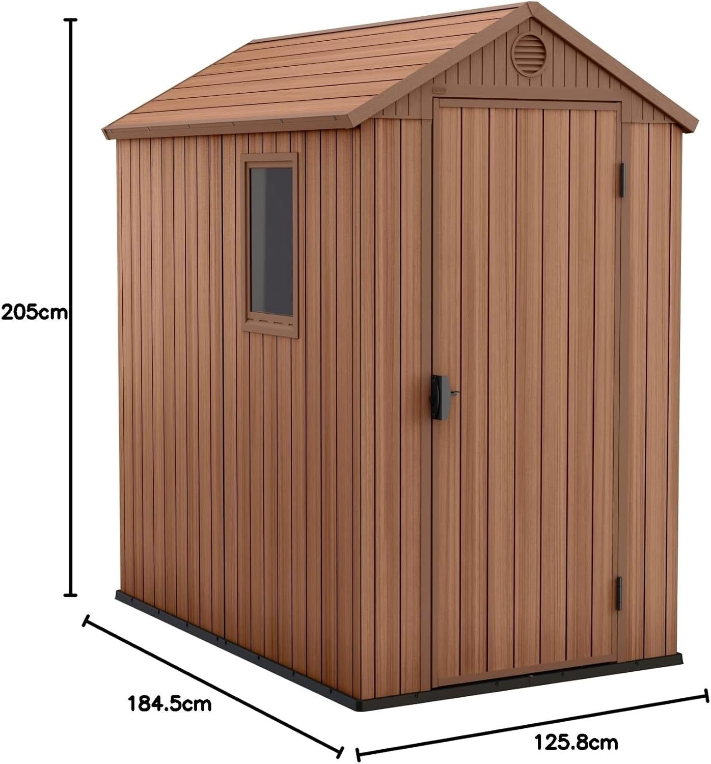 4x6FT Outdoor Garden Shed Evotech Wood-Look Storage with Floor & Lockable Door