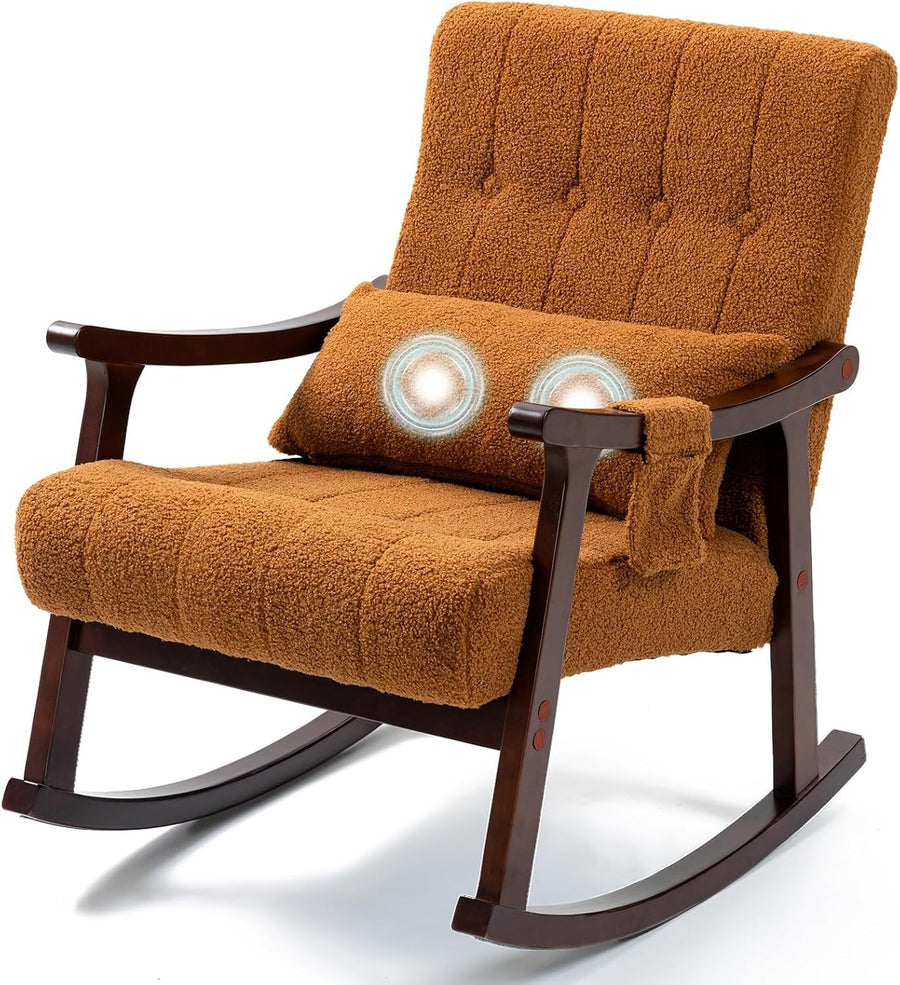 Massage Rocking Chair w/ High Back & Lumbar Support – Petite Fit, Soft, Comfy Se