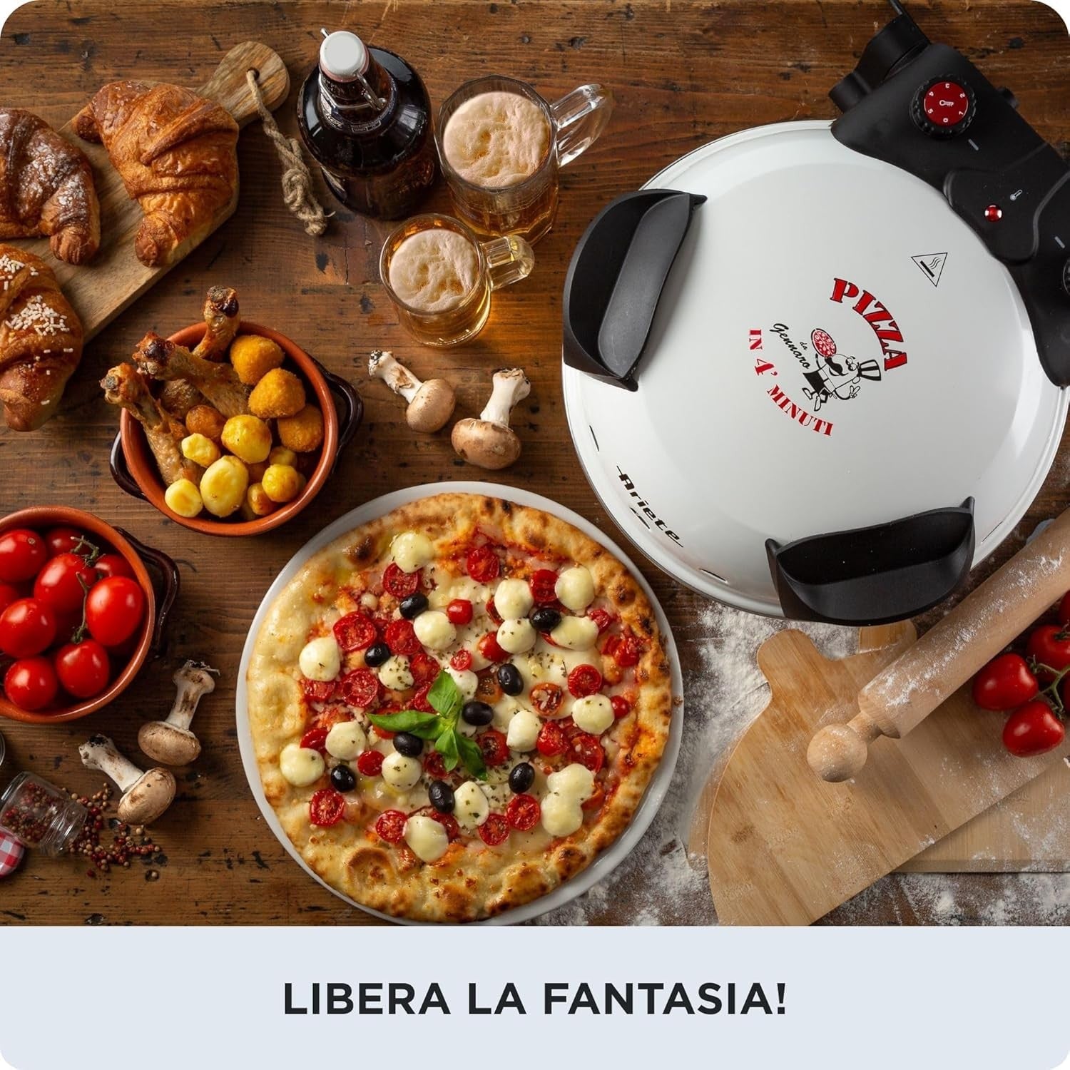 Electric Pizza Oven 12" | Fast 4-Min Bake, 400°C Heat, Non-Stick Stone Plate