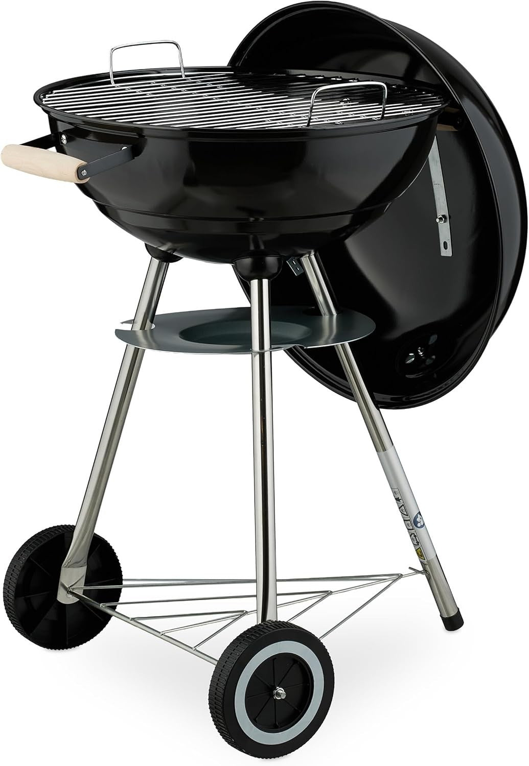 44cm Kettle Charcoal BBQ Grill with Lid, Wheels & Adjustable Air Vent