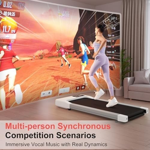 Raceable Under Desk Walking Pad App Control Quiet 2.5HP Treadmill 136kg Capacity