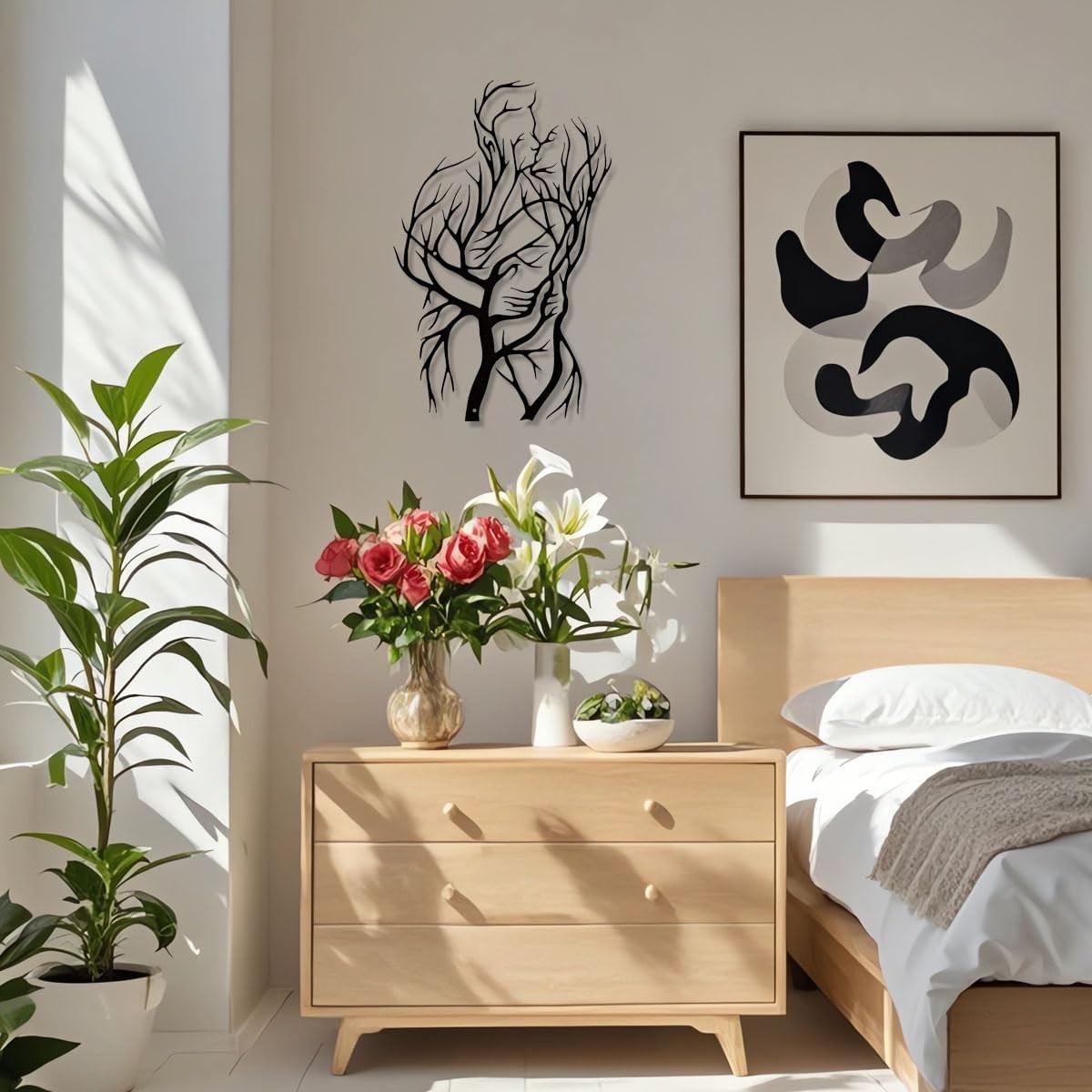 Metal Couple Tree of Life Wall Art Black Romantic