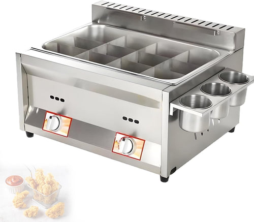 Double Tank LPG Gas Fryer 20L Stainless Steel Commercial Countertop