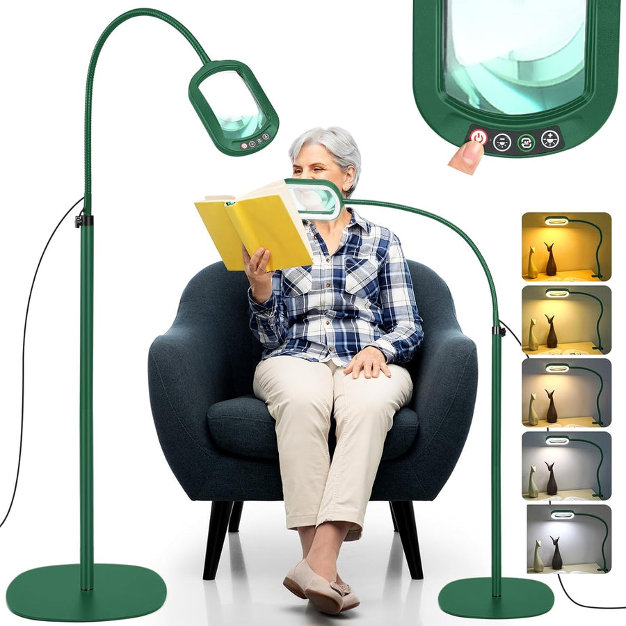 10X LED Magnifying Floor Lamp Hands Free Rectangular Lens Dimmable Light