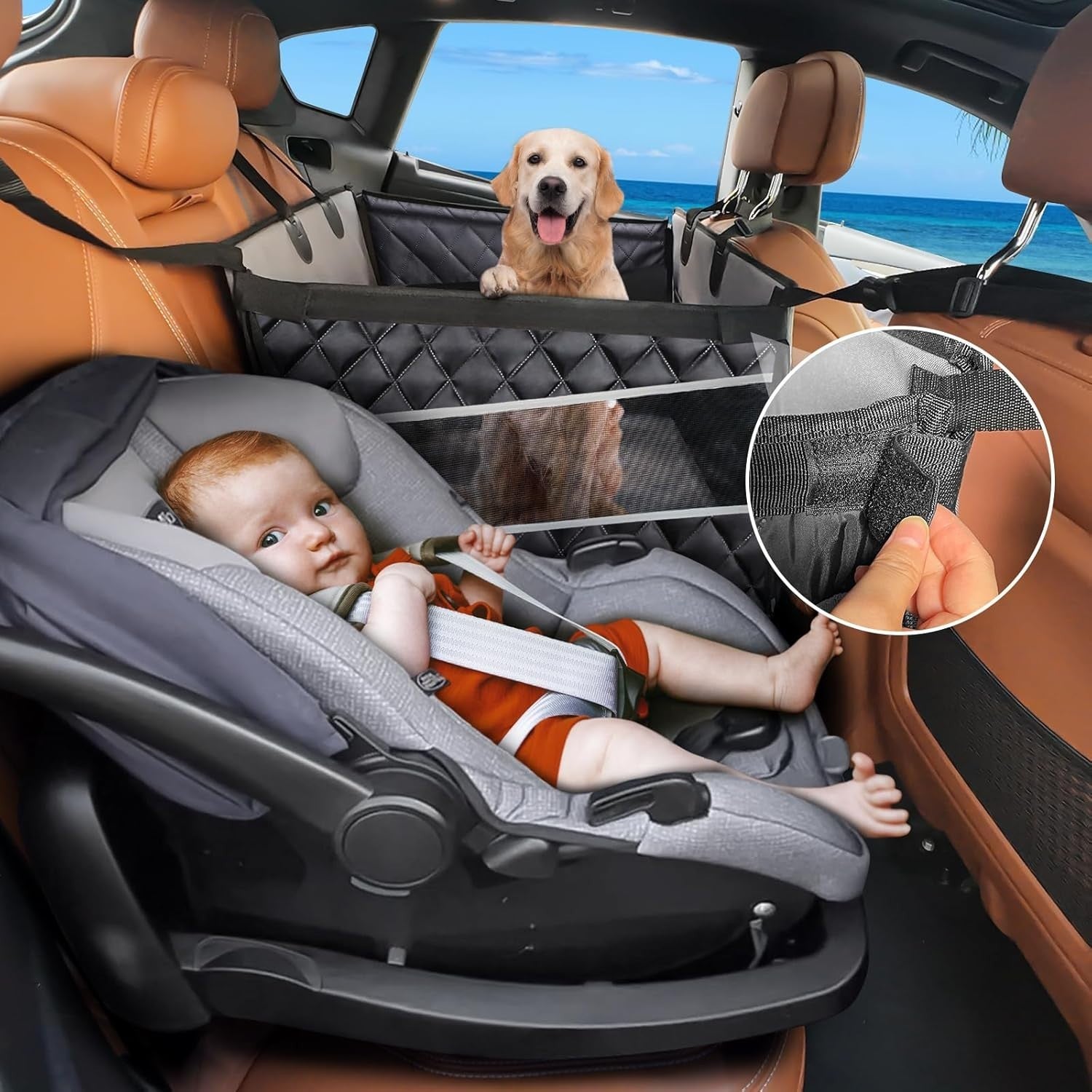 Large Dog Car Seat Extender Waterproof Back Seat Travel Bed Up to 150lb