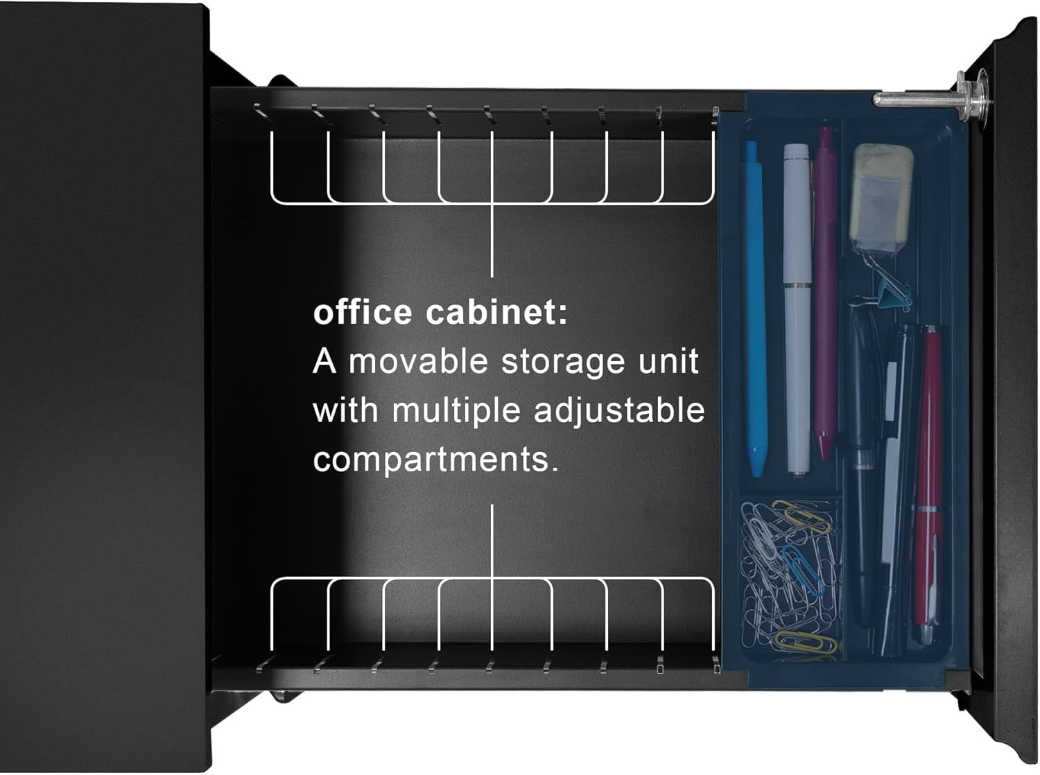 Black Locking Metal File Cabinet 2 Drawer Under Desk Rolling Storage