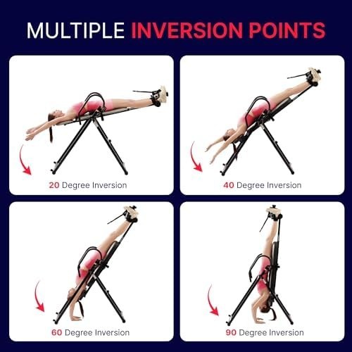 Deluxe Inversion Table Adjustable Lumbar Pad Back Pain Relief 300lb