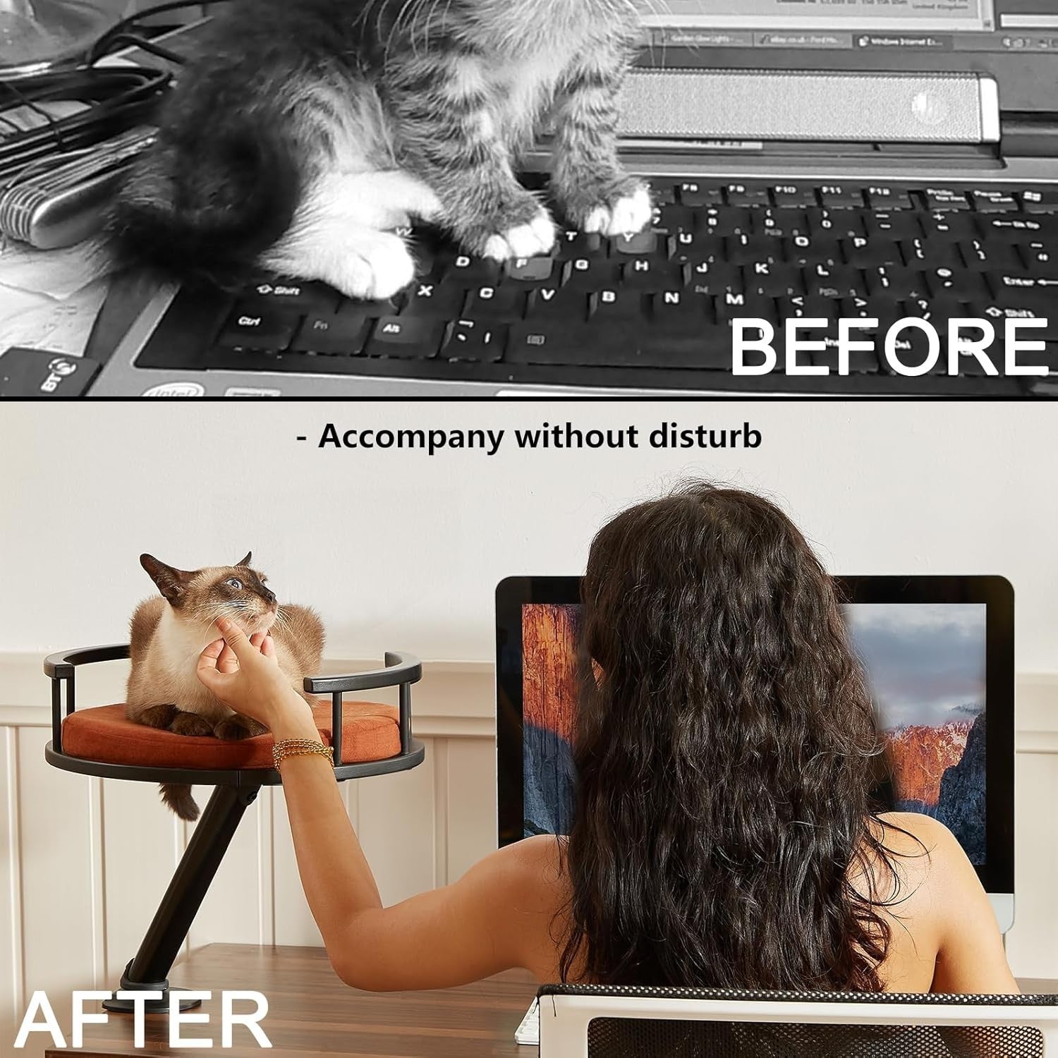 Rotating Desk Cat Bed Elevated Cat Hammock Clamp On Cat Perch