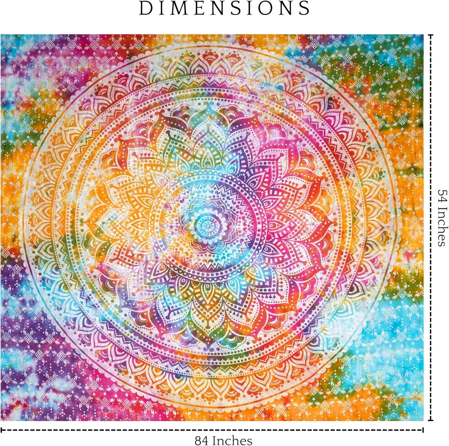 Multicolor Mandala Cotton Tapestry 137x213cm Boho Wall Decor