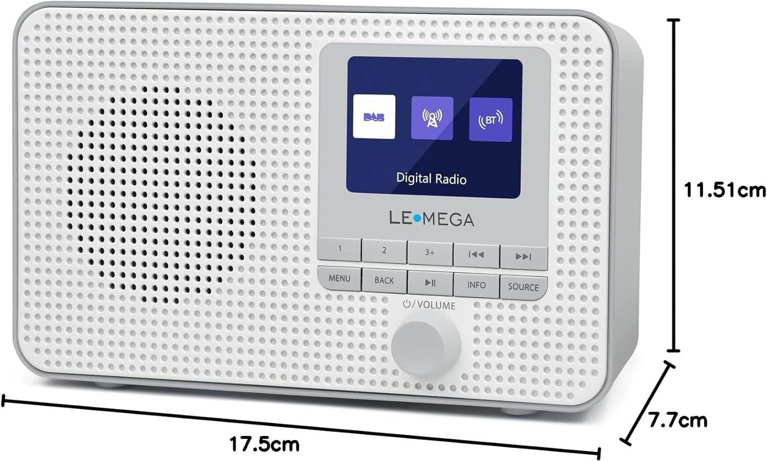 Portable DAB+ FM Radio Bluetooth TFT Colour Display Dual Alarm