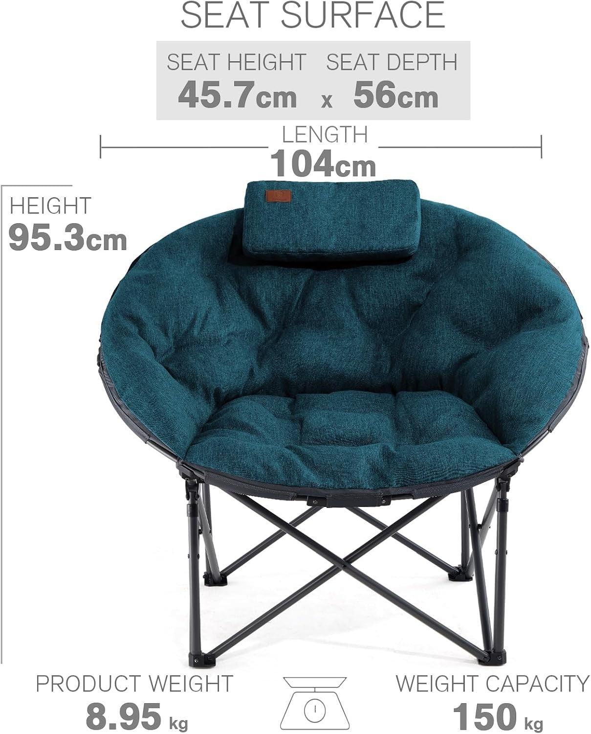 Heavy Duty XL Folding Camping Chair 150kg Padded High Back Outdoor Seat