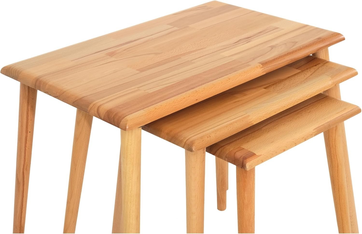 Mid-Century Modern Wood Coffee Table Nesting Rectangular Walnut Easy Assemble