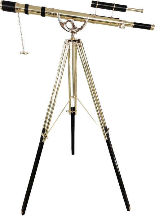 Brass Floor Telescope 65" Nautical Decor Tripod Stand Shiny Brass Finish